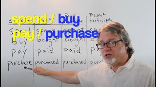spend, pay, buy, purchase