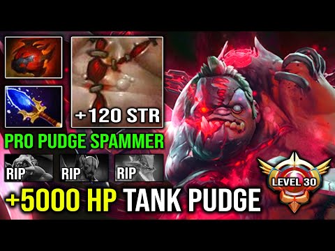 EPIC 5000 HP TANK CARRY Level 30 Pudge Spammer Max Strength with AoE Slow Aghanim Dota 2