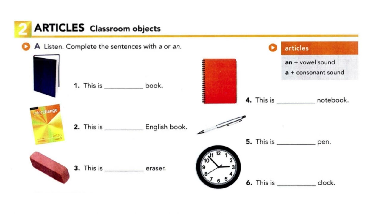 Articles Classroom objects