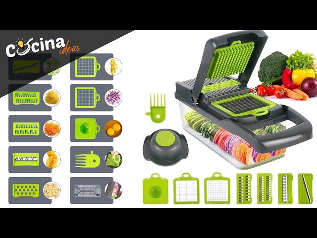 Vídeo relacionado con Rallador de Verdura y Queso, Molinillo de Verduras 3 en 1 con Picador de Patata, Mandolina de Cocina Multifuncional. Cortador de Vegetales, 3 Cuchillas de Acero Inoxidable, Picado Rebanada Juliana