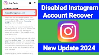 How To Recover Disabled Instagram Account | New Method 2024