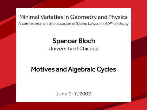 Motives and Algebraic Cycles - Spencer Bloch