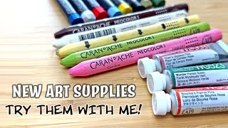 Trying NEW Art Supplies! Caran d’Ache Neocolor I, NeoArt, & Holbein Granulating Watercolors