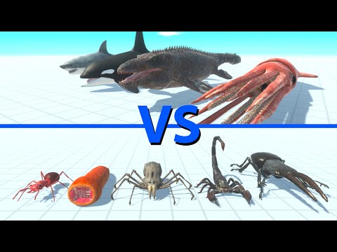 NEW AQUATICS Team vs GIANT INVERTEBRATES Team - Animal Revolt Battle Simulator