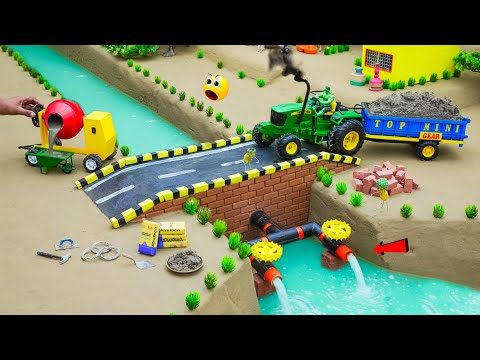 DIY Mini Tractor Making Real Concrete Bridge | Underground Home Pipe Science Project | @topminigear