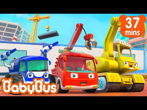 Xe công trình xây một ngôi nhà kẹo | Máy xúc, Xe cẩu, Xe phun nước | Nhạc thiếu nhi vui nhộn-BabyBus