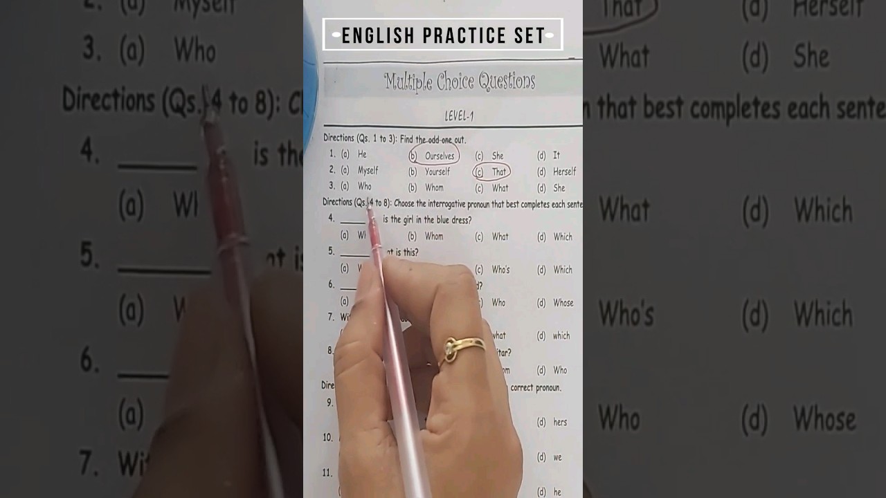 English Practice Set Pronoun #ytshorts #learn #english #pronoun #worksheet #englishgrammar #shorts