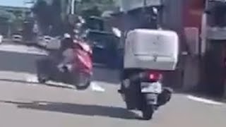 【車禍影片】一中商圈鬼切機車PK直行外送機車（2025.12.05 臺中市北區育才北路與一中街口