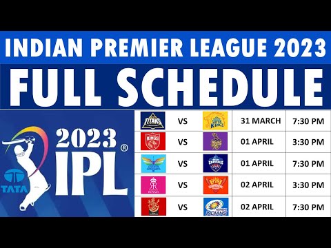 IPL 2023 Schedule: Indian Premier League 2023 matches, dates, venues & timings | IPL Schedule 2023