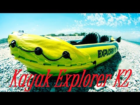 Kayak Explorer K2 Intex Unboxing and test, Canoa gonfiabile inflatable canoe (Triboard accessories)