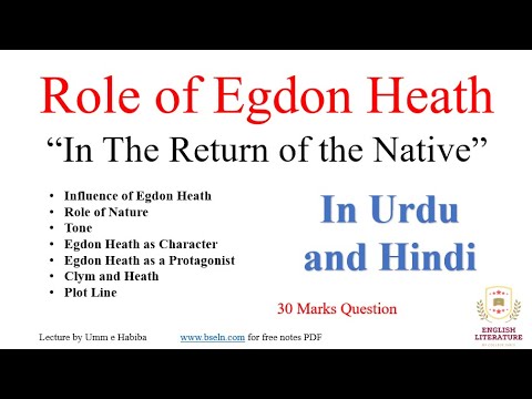 Role of Egdon Heath In The Return of the Native, Role of Egdon Heath In Return of the Native Solved.