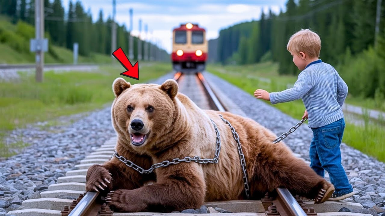 Mother Bear Was Chained on the Railway Track—What This Human Boy Did to Save This Bear Was Shocking