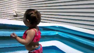 Baby Blake's first time in the pool