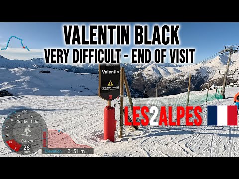 [4K] Skiing Les2Alpes, Valentin Black - Very Difficult Slope - End Of Visit, France, GoPro HERO13
