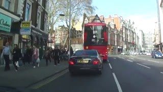 A Sunday afternoon car drive from High Street Kensington to Chalk Farm Road, Camden Market, London.