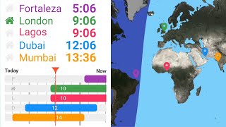Horzono world clock & visual time zone converter Android app introduct