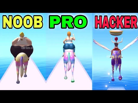 Fat 2 Fit! Unicorn Challenge - Noob vs Pro vs Hacker | Gameplay Walkthrough | Horse Run Mobile Game