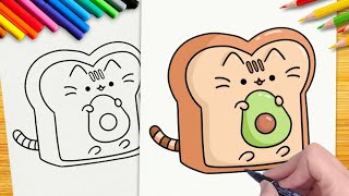 ❤️👉COMO DESENHAR PUSHEEN CAT AVOCATO TOAST