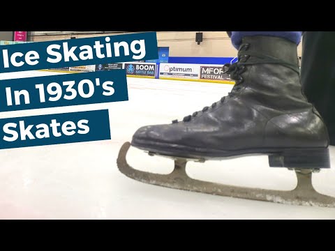 We try to Ice Skate in Skates from the 1930's