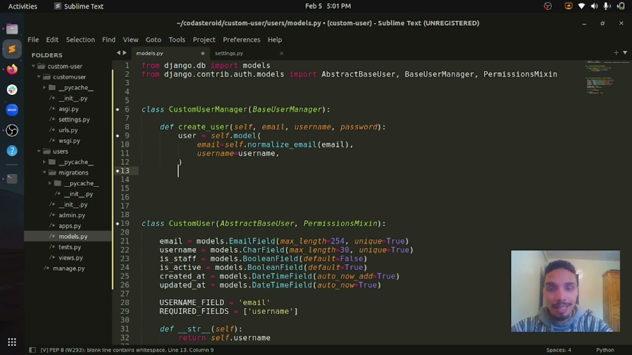How to create a custom user model in Django