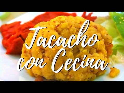 Tacacho con cecina: roasted banana balls with dried meat Amazonian cuisine from Iquitos, Peru