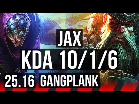 JAX vs GANGPLANK (TOP) | 1600+ games, Legendary | KR Master | 25.16