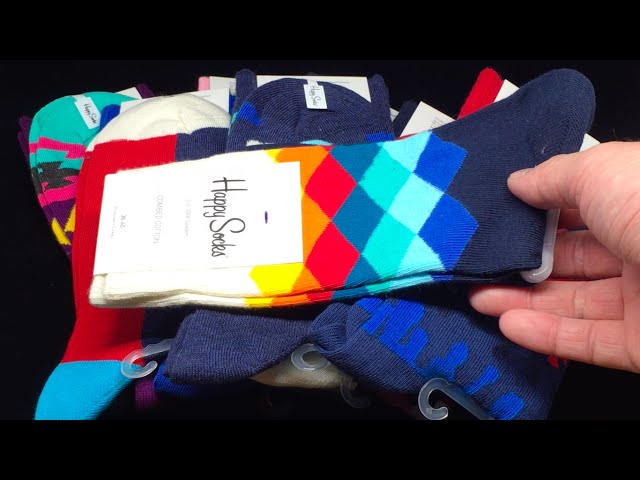 Vídeo relacionado con Happy Socks, Coloridos calcetines de algodón de edición limitada para hombres y mujeres, P000771 - Calcetín de punto grande desteñido, 7-11