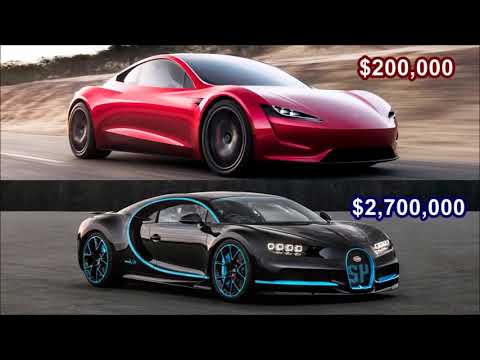 2020 Tesla Roadster Vs 2018 Bugatti Chiron   Top Speed!! HD