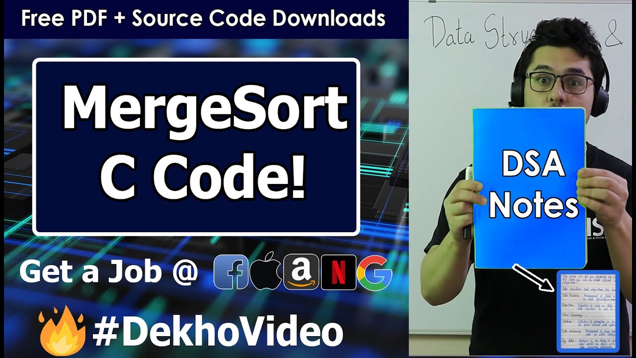 Video thumbnail for MergeSort Source Code in C (Helpful Explanation)