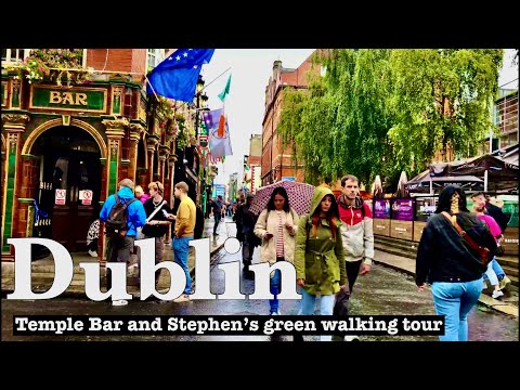 Walking in rain | Dublin Ireland | Grafton street walking tour | Temple Bar Dublin Ireland