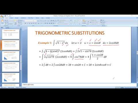 Techniques of Integration : Trigonometric Substitution & Method of Partial Fractions (Part 1)