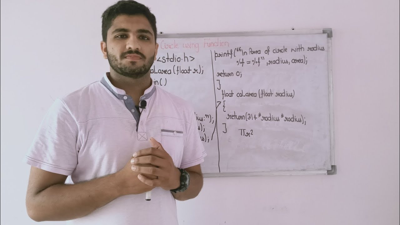 Program to find Area of Circle using a Function in C||Functions in C