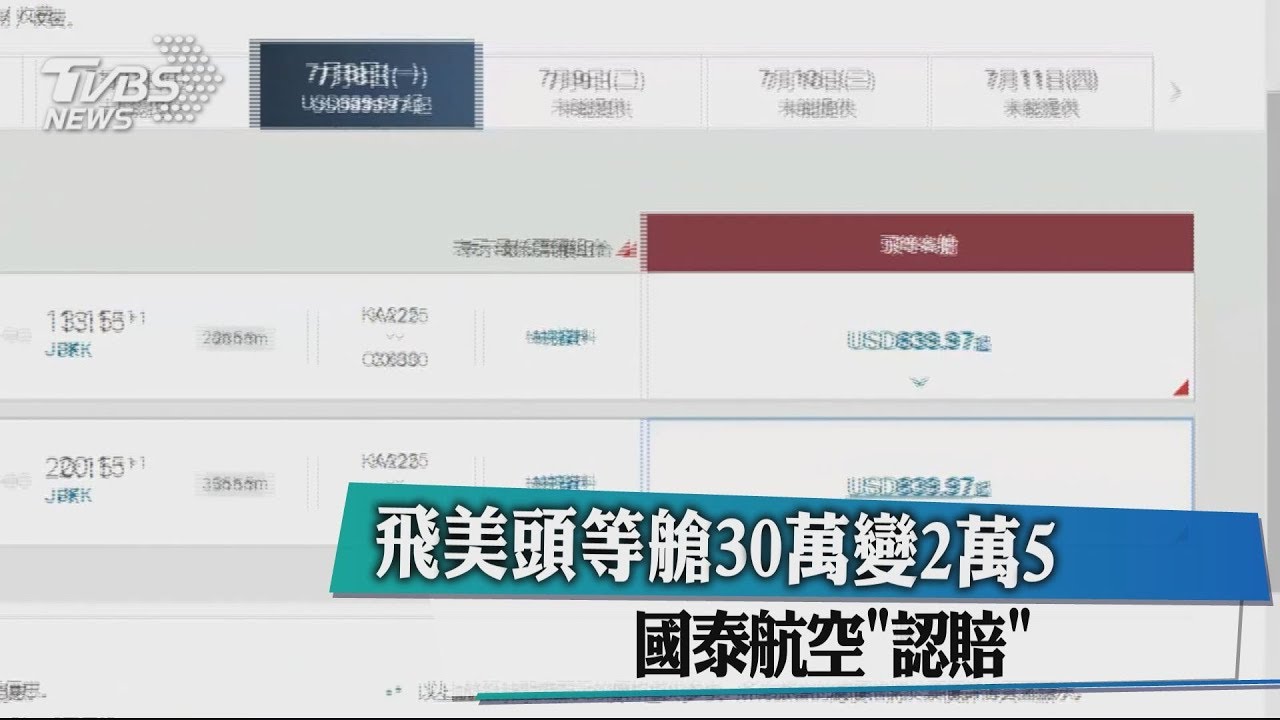 飛美頭等艙30萬變2萬5 國泰航空「認賠」
