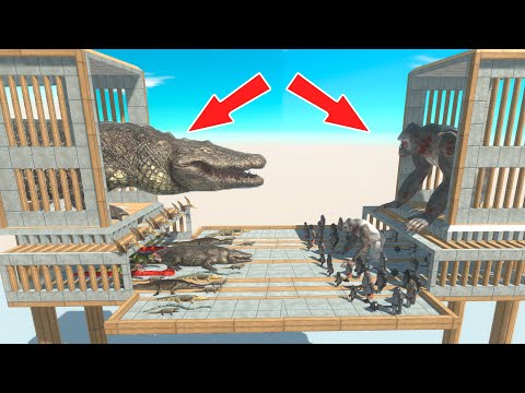 King Purussaurus vs King Kong Army on Arena in Animal Revolt Battle Simulator