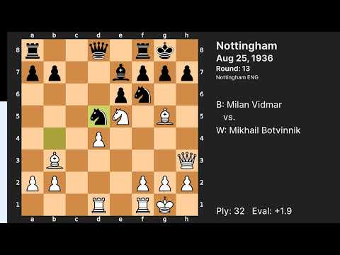 Tremendous oppertunity - Mikhail Botvinnik vs Milan Vidmar (Nottingham 1936)