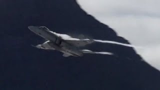 preview picture of video 'F-18 Hornets Axalp 2013 live gun fire'