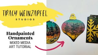 DIY Holiday Ornaments with Weathered Wood & Mixed Media Layers | Christmas Art Tutorial
