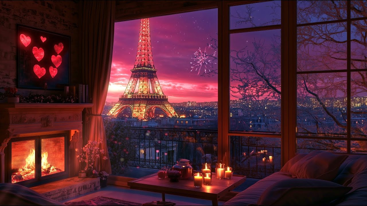 🗼Romantic Paris Loft ❤️ Fireplace, Eiffel Tower & Jazz Music for Valentine's Day