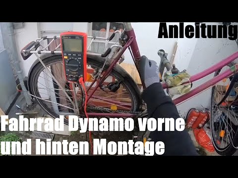 Bicycle Dynamo (side-mounted & rear light with 1 cable wiring) front and rear assembly instructions