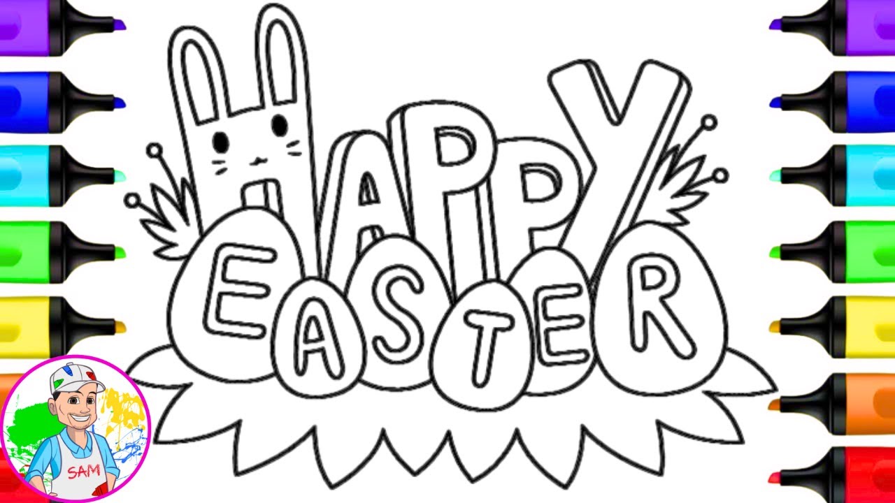 Coloring Happy Easter Letters | Easter Coloring Book Coloring Pages Art Markers