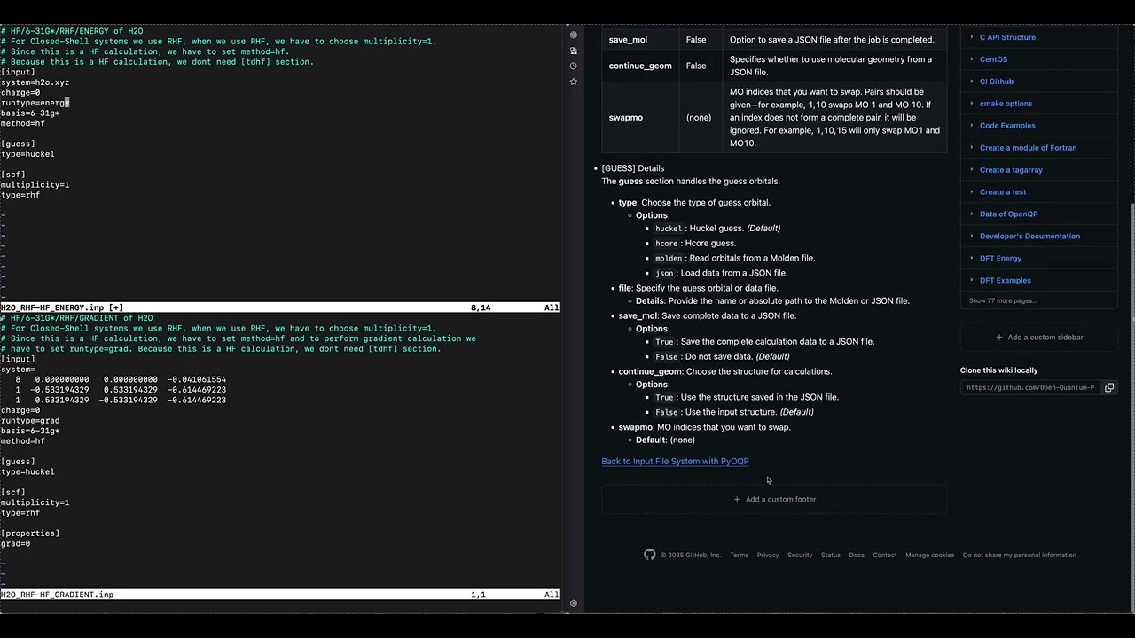 Hartree-Fock Energy&Gradient Calculation Using OpenQP, Part 1: input structure