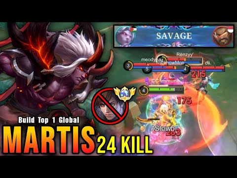 SAVAGE & MANIAC!! 24 Kills Martis VS Top Global Gusion - Build Top 1 Global Martis ~ MLBB