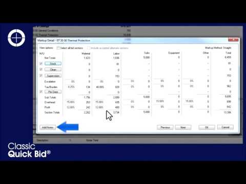 Quick Bid Program Tabs Markup Tab