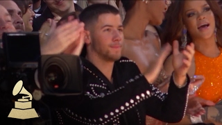 Joe Jonas & Rihanna React to Katy Perry | Audience Cam | 59th GRAMMYs