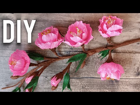 How To Make Peach Blossom Paper Flower  🌸 Crepe Paper Decoration Ideas 🌸