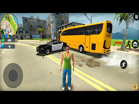 Go To Town Hall 6 - US Police Car and Public Transport Bus Driving in Open World - Android Gameplay