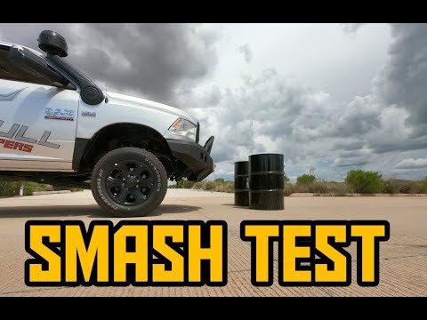 Iron Bull Bumpers - Bumper Crash Test Into 55 gal. Drums!! ***DO NOT TRY THIS AT HOME!***