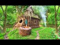 Survival Girl Build The Most Beautiful House Wooden Short and Bamboo with Bathtub by Living Ancient