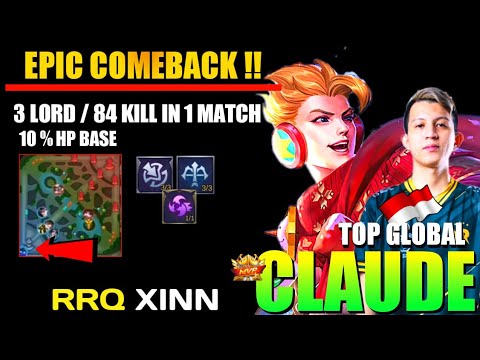 300 IQ Impossible Comeback! Perfect Skill Timing | Top Global Claude ~ Rrq XINN | Mobile Legends