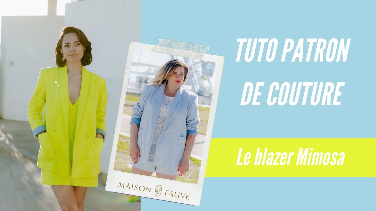 Patron couture blazer Mimosa / PDF (A4, A3, A0, US Letter) - Cadres, Calques par Taille, Vidéoprojection